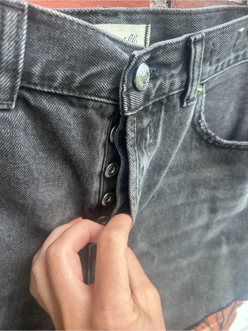 Madewell Washed The Brynn Long Black Denim High-Rise Cutoff Shorts